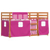 Litera con cortinas madera maciza de pino rosa 75x190 cm 2
