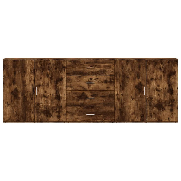 Aparadores 3 uds madera contrachapada roble ahumado M 4