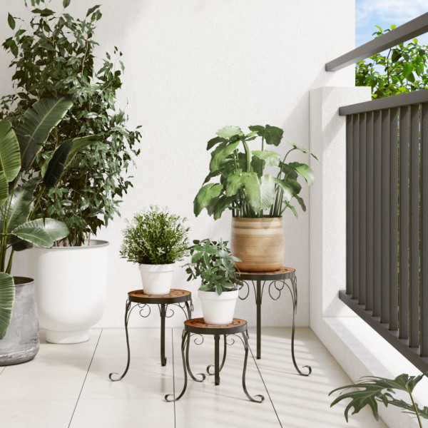 Soportes para plantas 3 uds cerámica terracota M 3