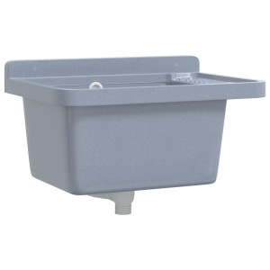 Fregadero lavabo de pared resina gris 50x35x24 cm H