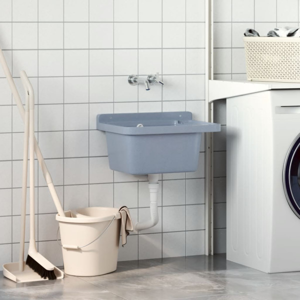 Fregadero lavabo de pared resina gris 50x35x24 cm M 3