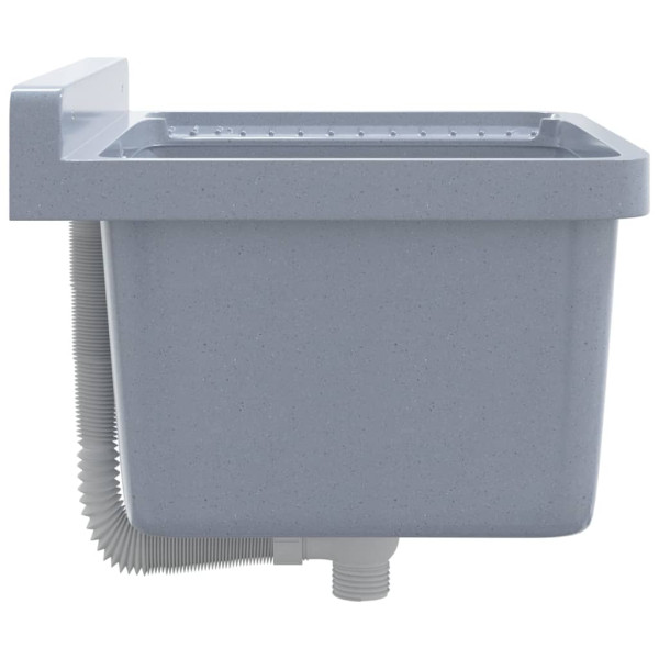 Fregadero lavabo de pared resina gris 50x35x24 cm M 5