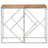 Mesa consola aço inoxidável/madeira de acácia maciça prateado 2