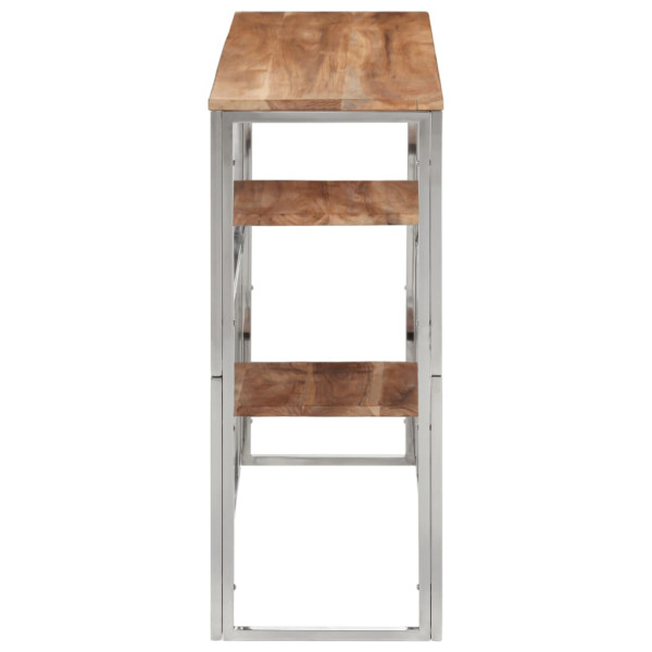 Mesa consola aço inoxidável/madeira de acácia maciça prateado M 3