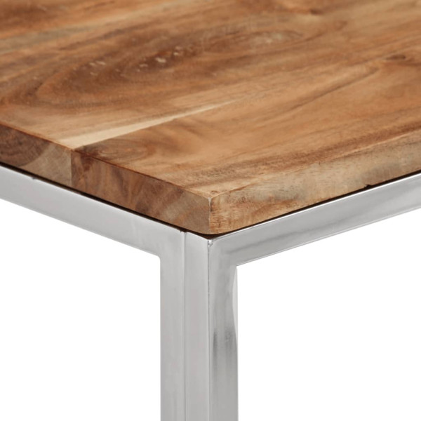 Mesa consola acero inoxidable y madera maciza acacia plateada M 4
