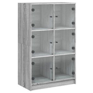 Aparador alto con puertas madera gris Sonoma 68x37x109 cm H