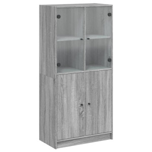Aparador alto con puertas madera gris Sonoma 68x37x142 cm H