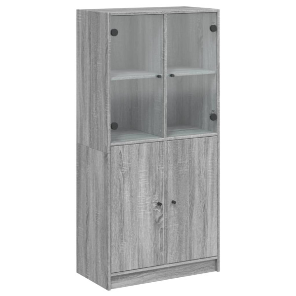 Aparador alto con puertas madera gris Sonoma 68x37x142 cm M 2