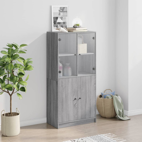 Aparador alto con puertas madera gris Sonoma 68x37x142 cm M 3