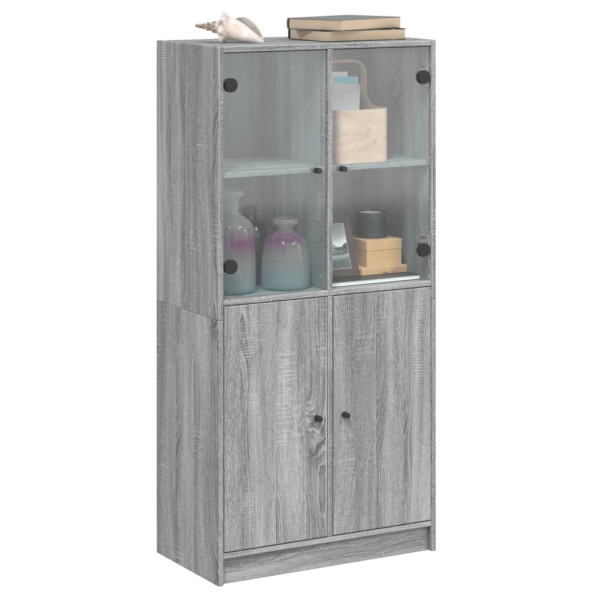Aparador alto con puertas madera gris Sonoma 68x37x142 cm M 5