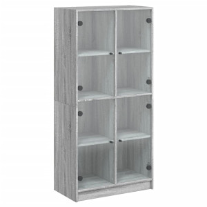 Aparador alto con puertas madera gris Sonoma 68x37x142 cm H