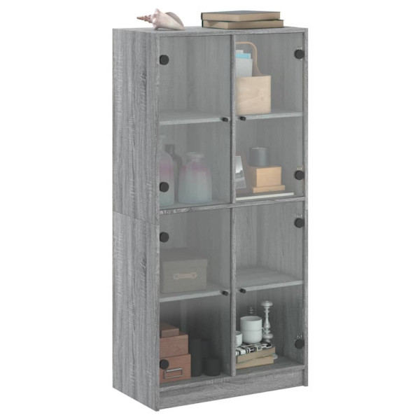 Aparador alto con puertas madera gris Sonoma 68x37x142 cm M 5