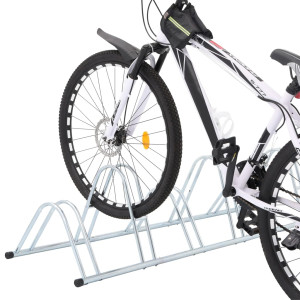 Soporte para 6 bicicletas suelo independiente acero galvanizado H