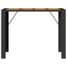 Mesa de jardín superficie de madera ratán PE negro 145x80x110cm 5