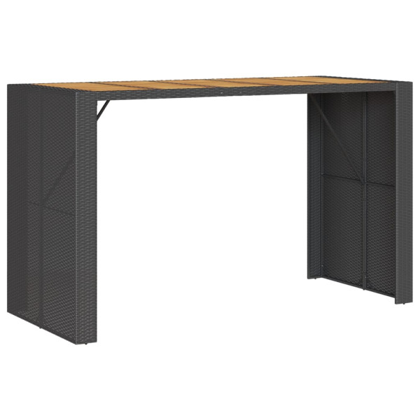 Mesa de jardín superficie de madera ratán PE negro 185x80x110cm M 2