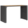 Mesa de jardín superficie de madera ratán PE negro 185x80x110cm 2