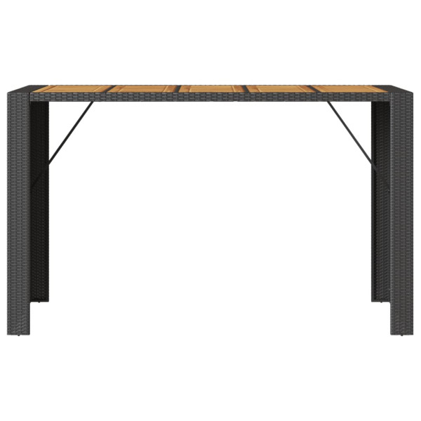 Mesa de jardín superficie de madera ratán PE negro 185x80x110cm M 5