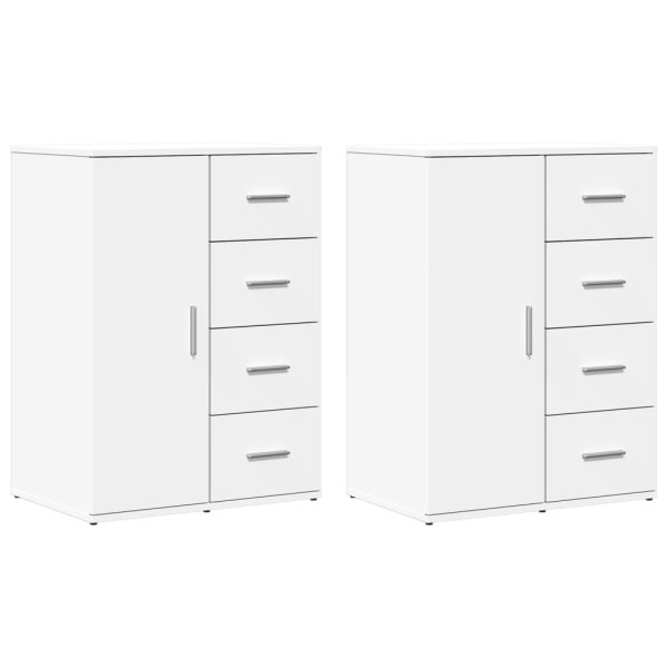 Aparadores 2 uds madera de ingeniería blanco 59x39x80 cm M 2