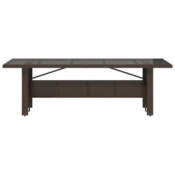 Mesa de jardim com tampo de vidro 240x90x75 cm vime PE castanho M 4