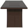 Mesa de jardín superficie de vidrio ratán PE marrón 240x90x75cm 5