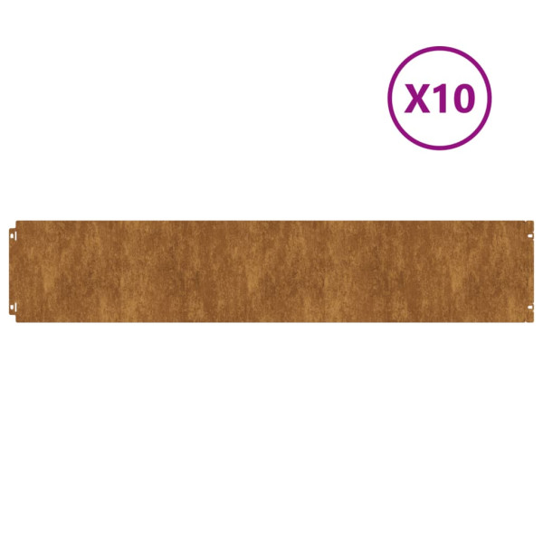 Bordas de relvado 10 pcs 20x103 cm aço corten flexível M 2