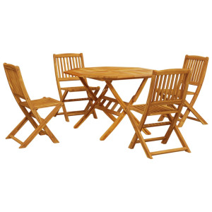 5 pcs conj. jantar dobrável para jardim madeira acácia maciça H