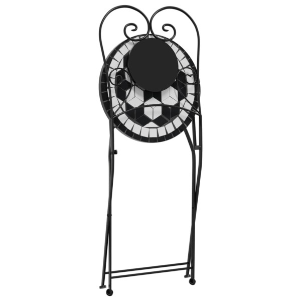 Juego de bistró de mosaico de hierro y cerámica negro y blanco M 4