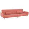Sofá-cama 2 lugares com duas almofadas veludo rosa 2