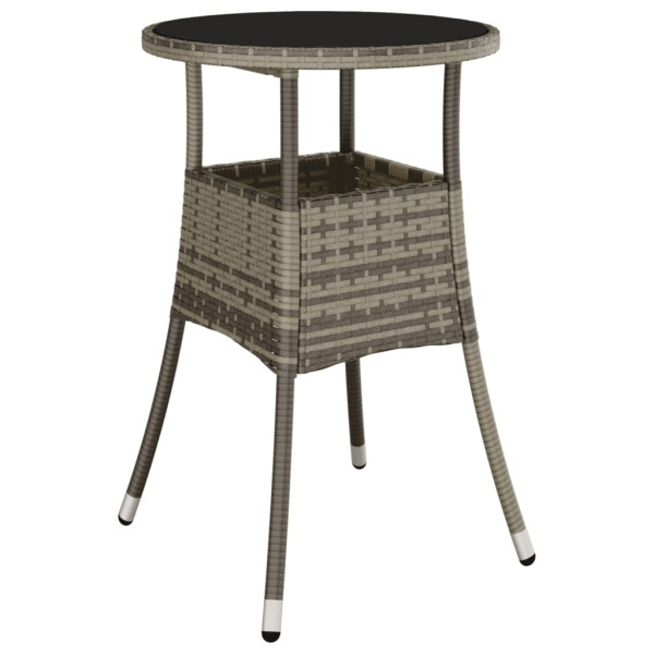 Set comedor jardín 3 pzas y cojines ratán sintético vidrio gris M 4