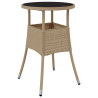Set comedor jardín 3 pzas cojines ratán sintético vidrio beige 4