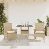 Set comedor jardín 3 pzas cojines ratán sintético vidrio beige 1