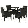 Set comedor jardín 5 pzas cojines ratán sintético vidrio negro 2