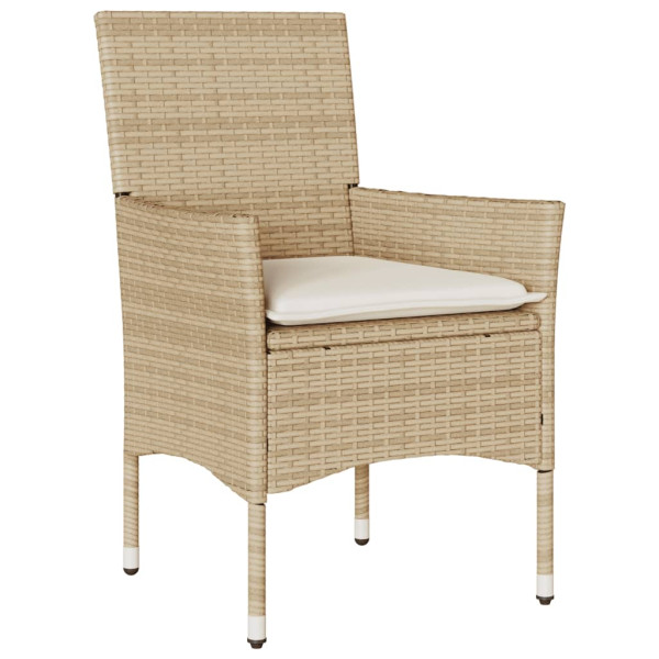 Set comedor jardín 11 pzas cojines ratán sintético vidrio beige M 3