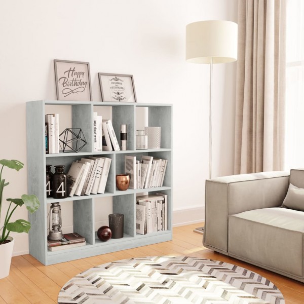 Estantería librería contrachapada gris hormigón 97.5x29.5x100cm D