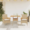 Set de comedor jardín 3 pzas con cojines ratán PE acacia beige 1