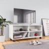 Mueble de TV con ruedas madera contrachapada blanco 90x35x35 cm 1