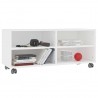 Mueble de TV con ruedas madera contrachapada blanco 90x35x35 cm 3