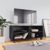 Mueble de TV con ruedas madera contrachapada negro 90x35x35 cm 1