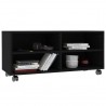 Mueble de TV con ruedas madera contrachapada negro 90x35x35 cm 3
