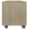 Mueble de TV ruedas madera contrachapada color roble 90x35x35cm 5