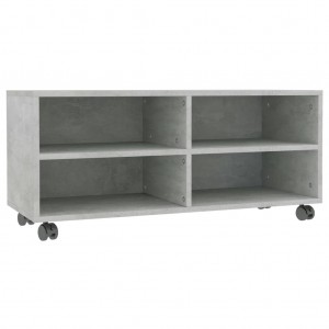 Mueble de TV con ruedas contrachapada gris hormigón 90x35x35 cm H