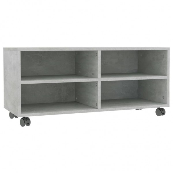 Mueble de TV con ruedas contrachapada gris hormigón 90x35x35 cm M 2