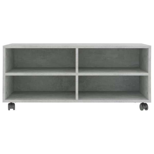 Mueble de TV con ruedas contrachapada gris hormigón 90x35x35 cm M 4