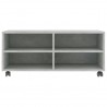 Mueble de TV con ruedas contrachapada gris hormigón 90x35x35 cm 4