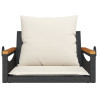 Banco columpio con cojines ratán sintético negro 63x62x40 cm 4
