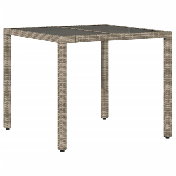 Set comedor jardín 3 pzas y cojines ratán sintético vidrio gris M 4