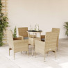 Set comedor jardín 5 pzas cojines ratán sintético vidrio beige 1