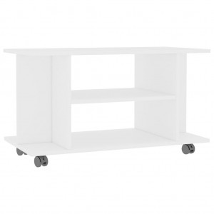 Móvel de TV com rodas 80x40x45 cm deriv.madeira branco H
