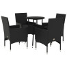 Set comedor jardín 5 pzas cojines ratán sintético vidrio negro 2