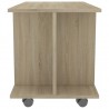 Mueble de TV ruedas madera contrachapada color roble 80x40x40cm 5